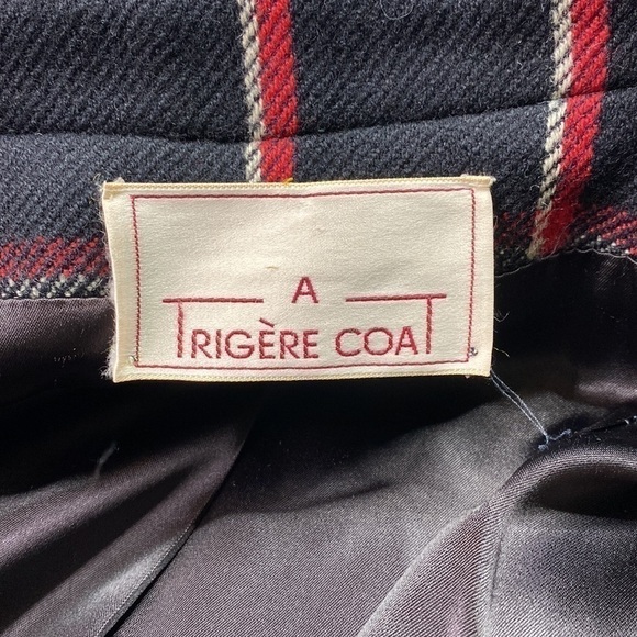 Vintage Pauline Trigere A Trigere Coat Wool Union Made Black Plaid Size 12 70s - Picture 8 of 11